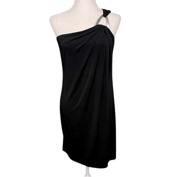 MICHAEL MICHAEL KORS Black One Shoulder Little Black Dress Mini Women’s Size Med - Picture 1 of 8